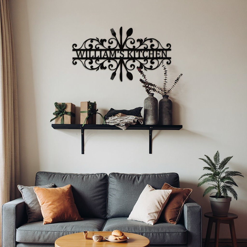 Heart of the Home Monogram Metal Sign - Custom Kitchen Decor