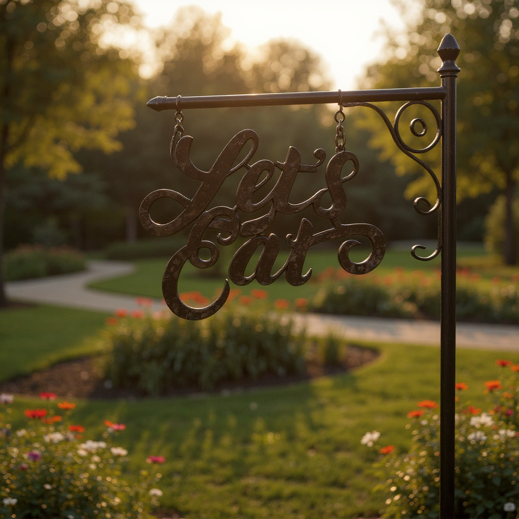 Heartfelt "Lets Eat" Personalized Metal Sign for Your Kitchen