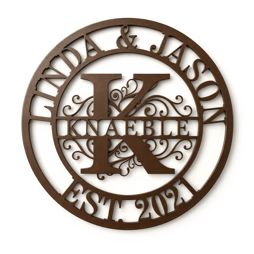 Forever Home Monogram Metal Sign with Family Name - Personalize Wall Art