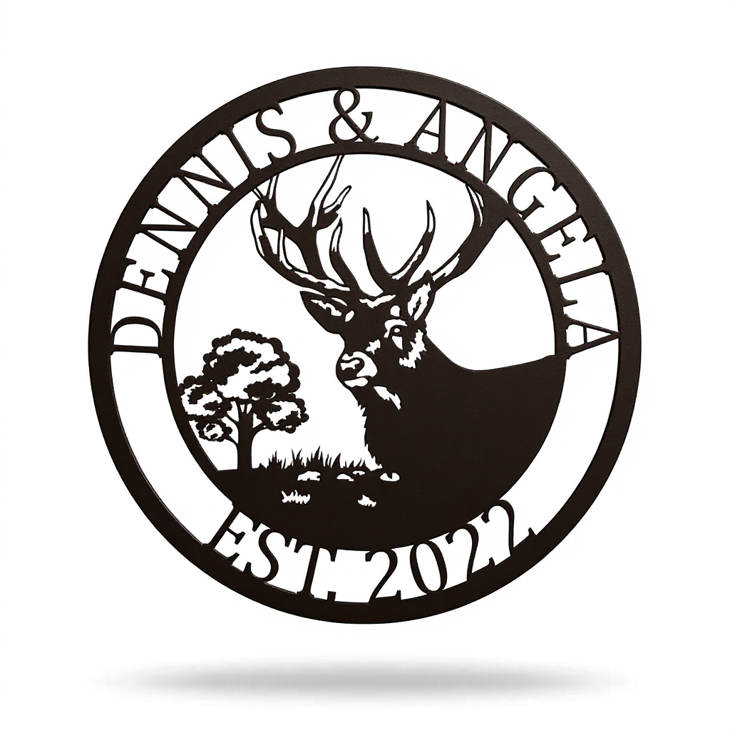 Majestic Personalized Deer Antlers Wall Art Metal Sign - Personalize Wall Art