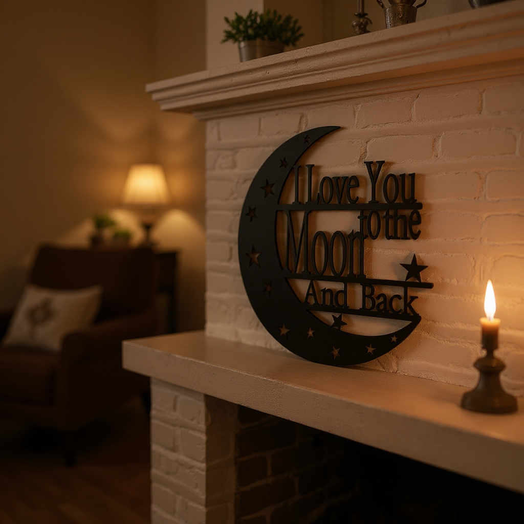 Say "I Love You" With Our Moon & Back Metal Sign