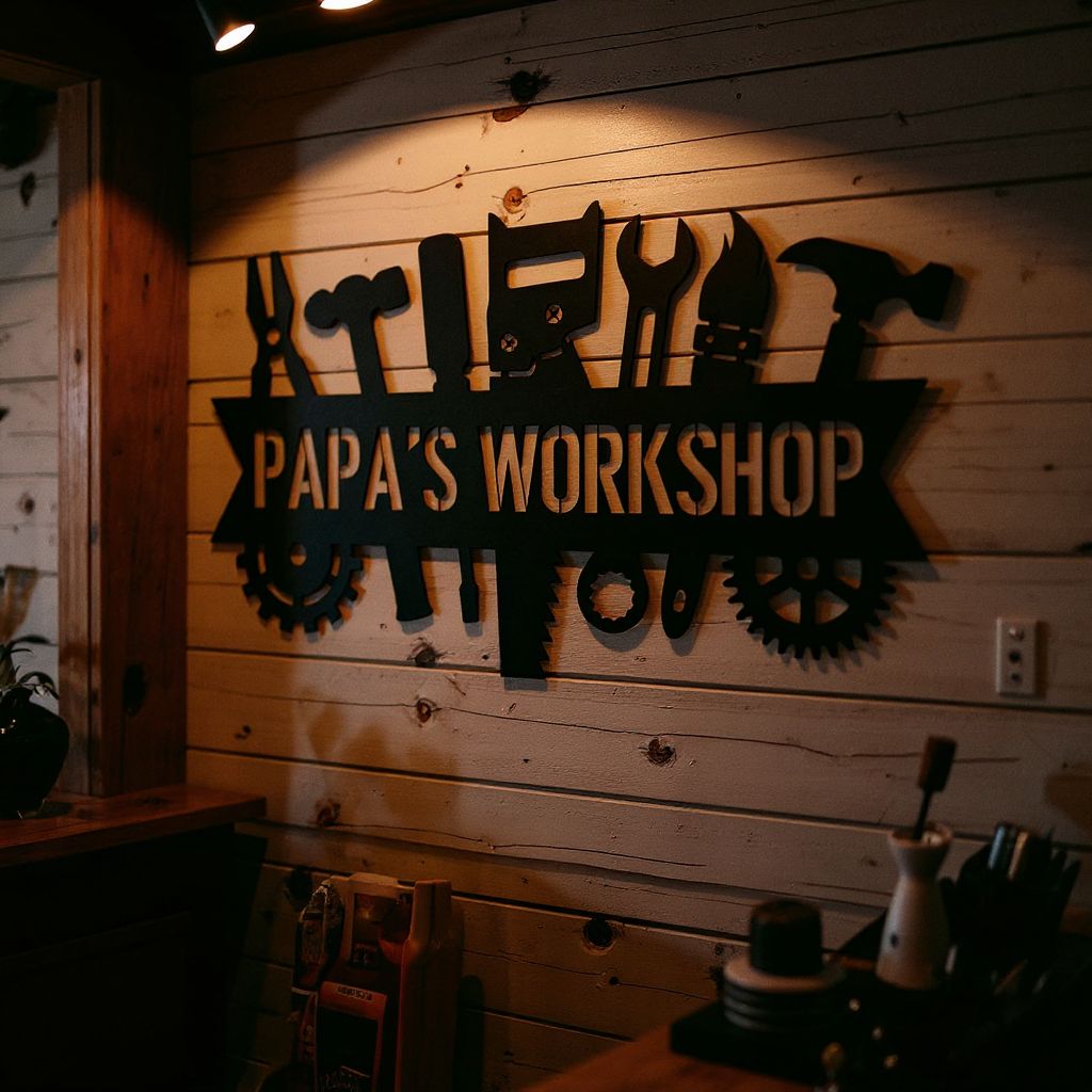 Honor Dad's Space - Personalized Rustic Toolshed Metal Sign