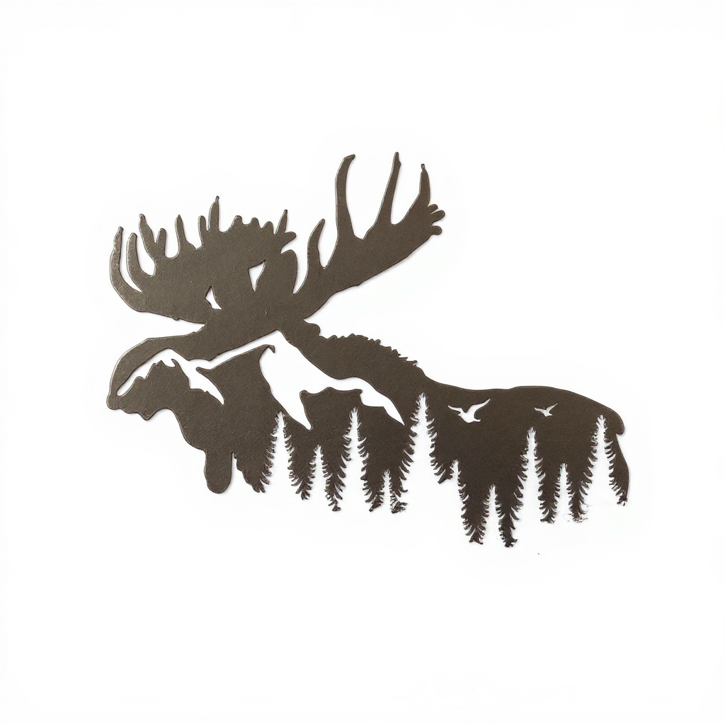 Mountain Moose Silhouette Metal Sign Art for Rustic Home - Personalize Wall Art