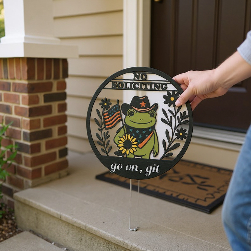 Peace & Privacy - Elegant Metal Sign for No Soliciting