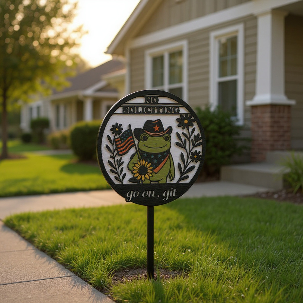 Peace & Privacy - Elegant Metal Sign for No Soliciting