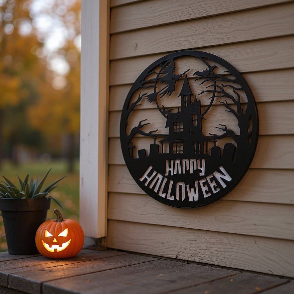 Spooktacular Metal Sign - Happy Halloween Wall Art Decor