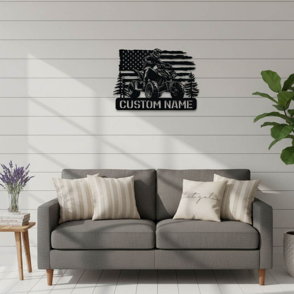 Thrilling Quad Biker's Personalized Metal Sign with LED Lights