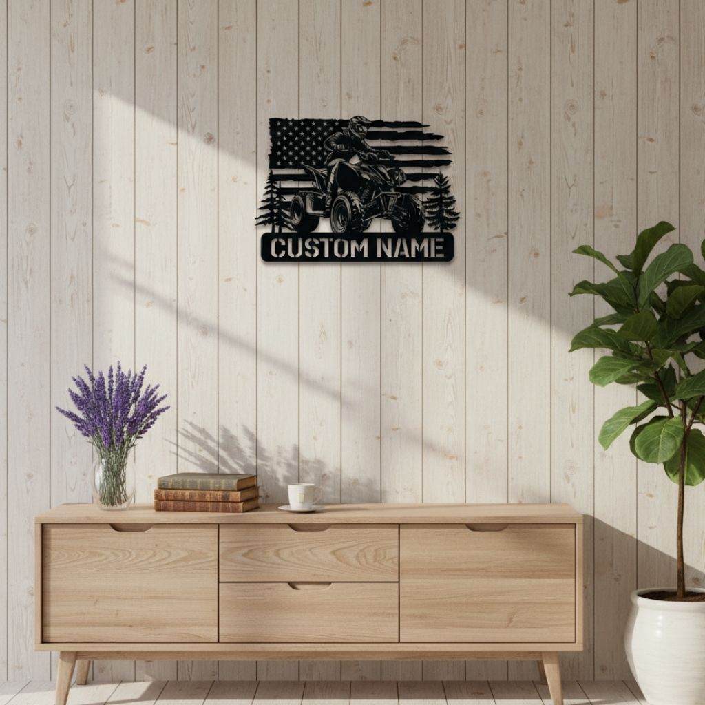 Thrilling Quad Biker's Personalized Metal Sign with LED Lights - Personalize Wall Art