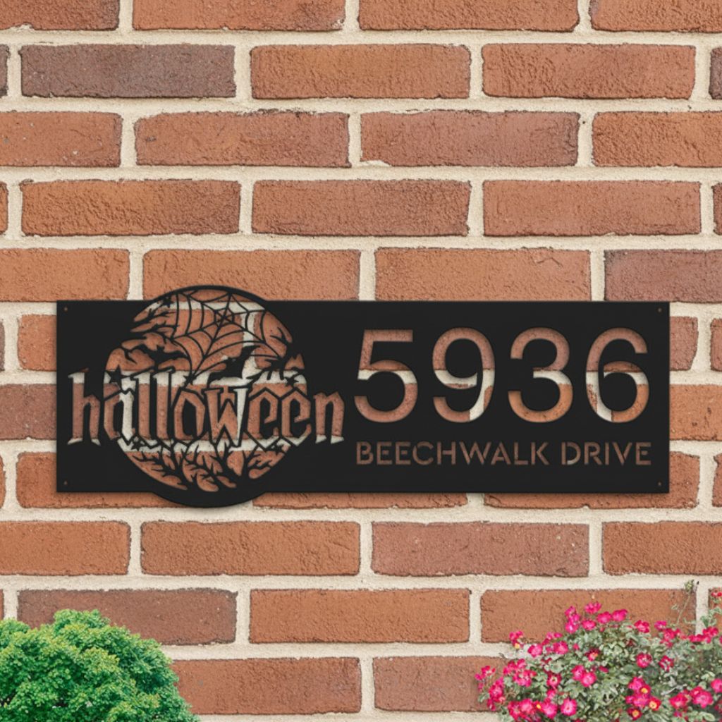 Hauntingly Personalized Halloween Address Metal Sign - Personalize Wall Art