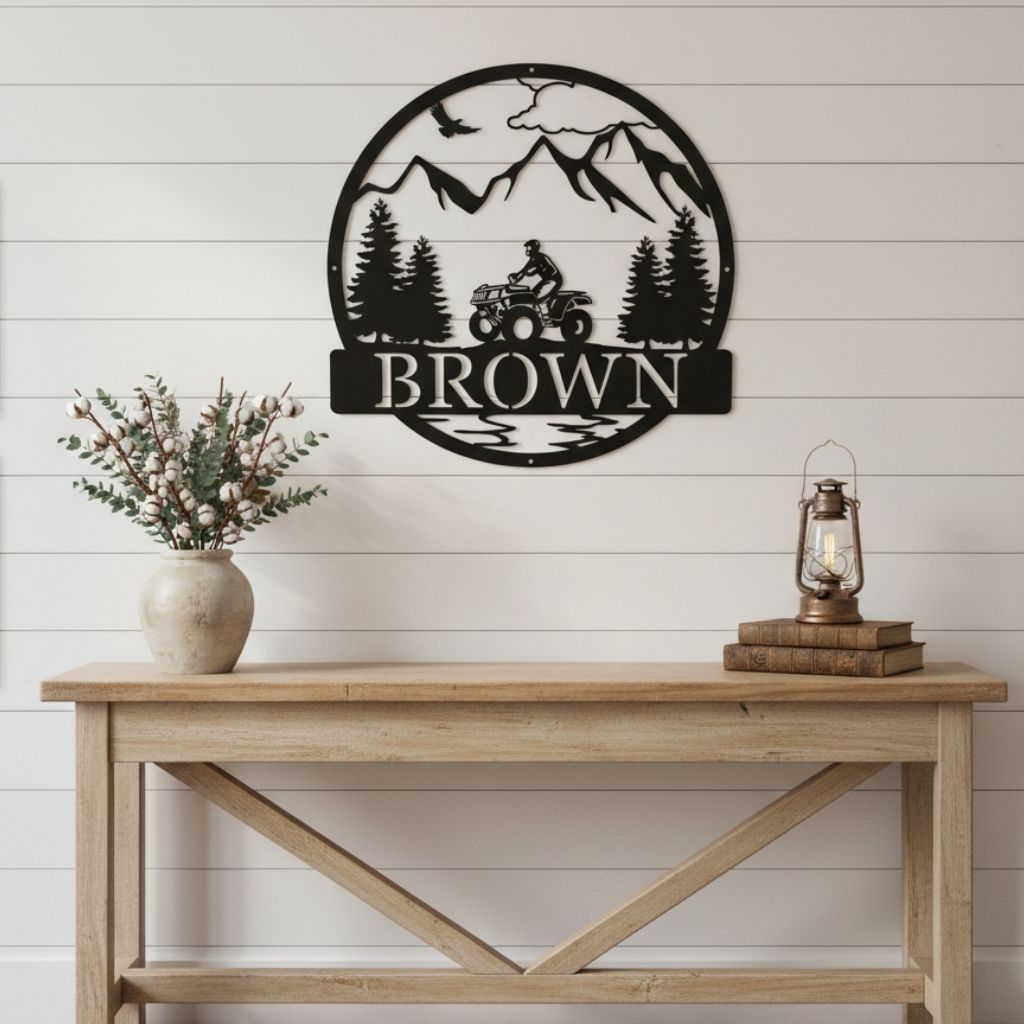 Motorsport Enthusiast's Personalized ATV Metal Garage Decor Sign - Personalize Wall Art