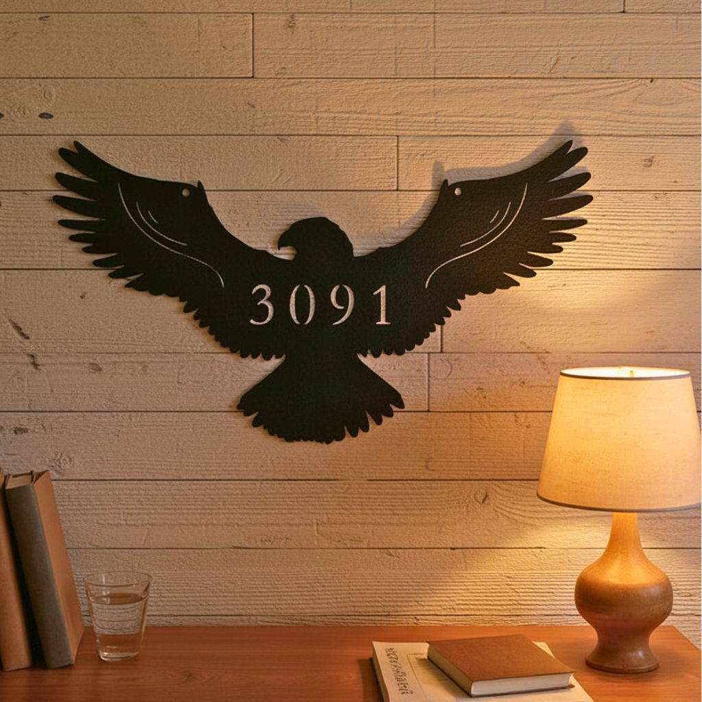 Your Home's Proud Sentinel - Eagle Address Metal Sign