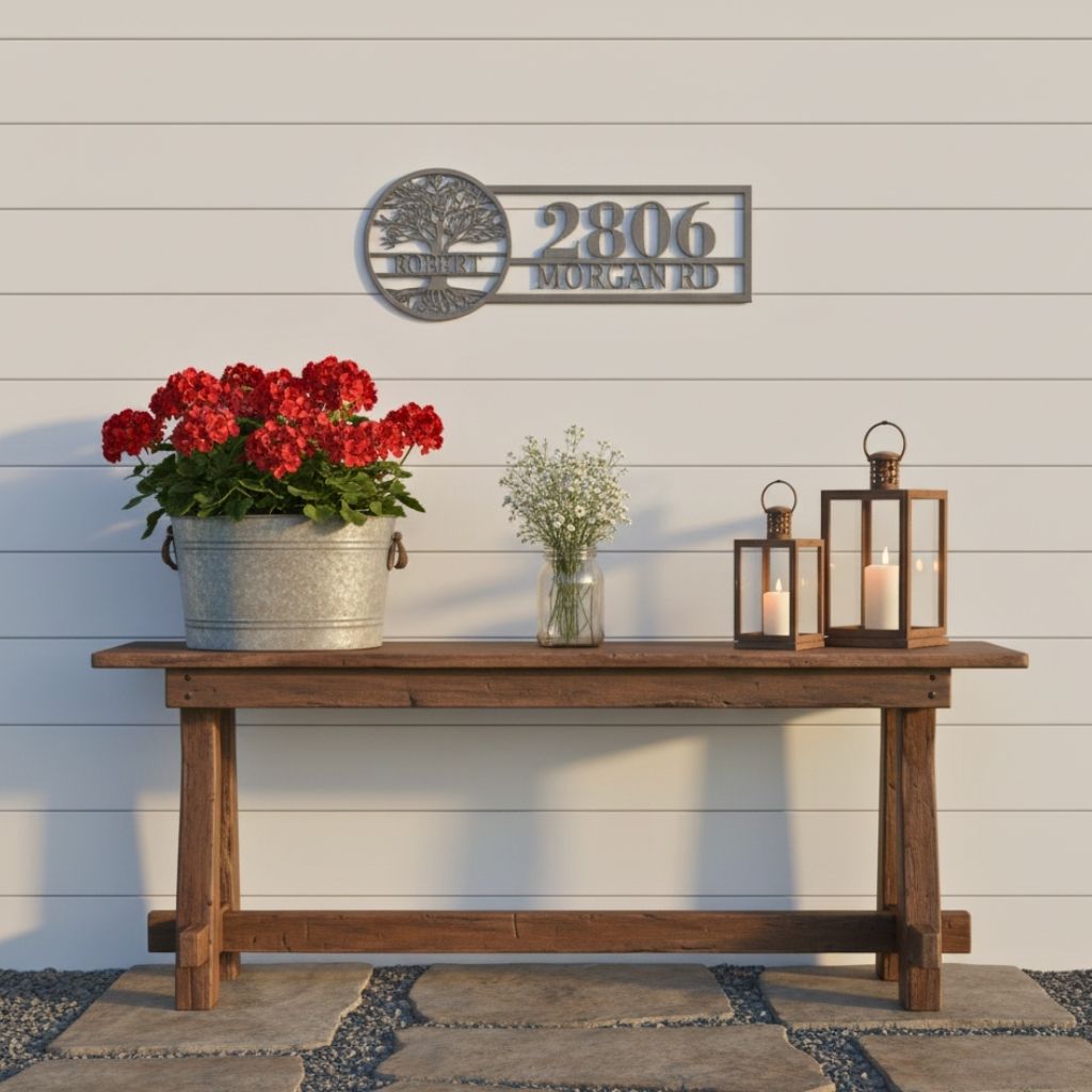 Eternal Family Roots - Personalized Tree of Life Metal Sign Address