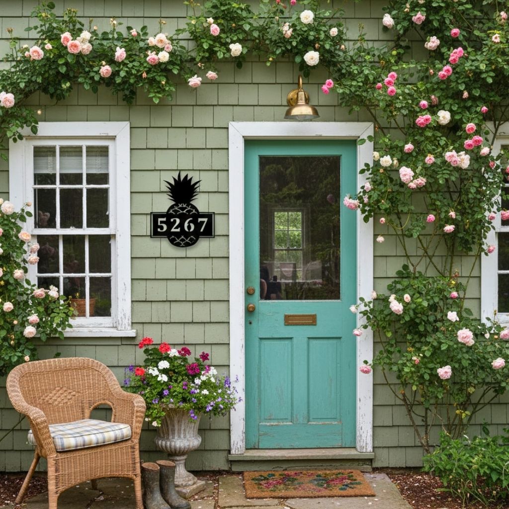 Personalized Pineapple House Numbers Metal Sign