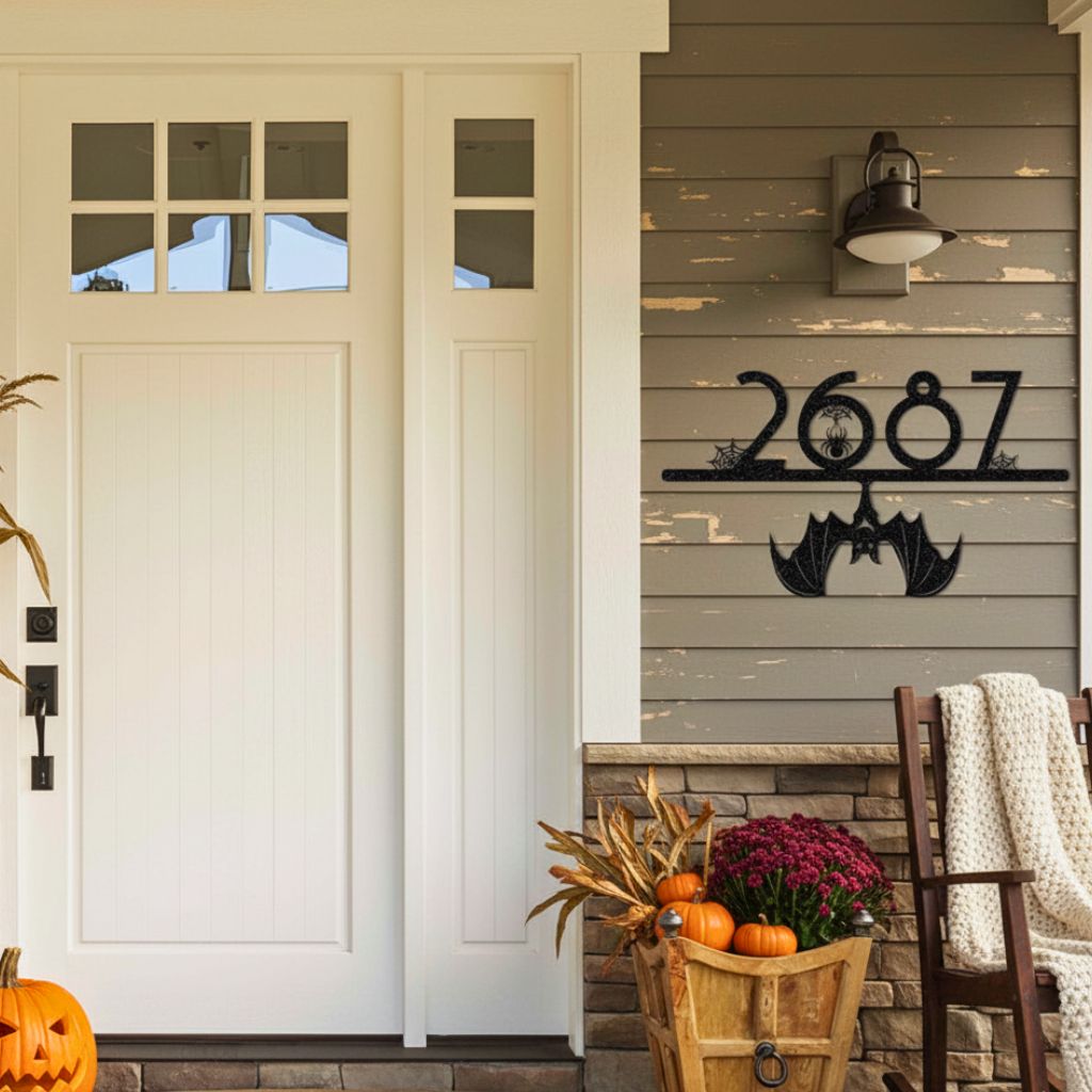 Custom Address Metal Sign - Spooky Halloween Fall Welcome