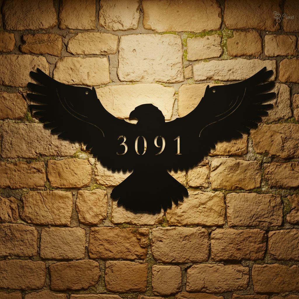 Your Home's Proud Sentinel - Eagle Address Metal Sign - Personalize Wall Art