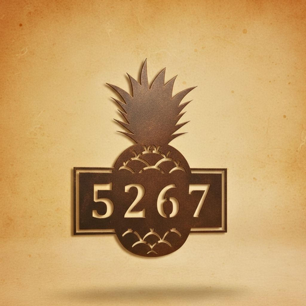 Personalized Pineapple House Numbers Metal Sign