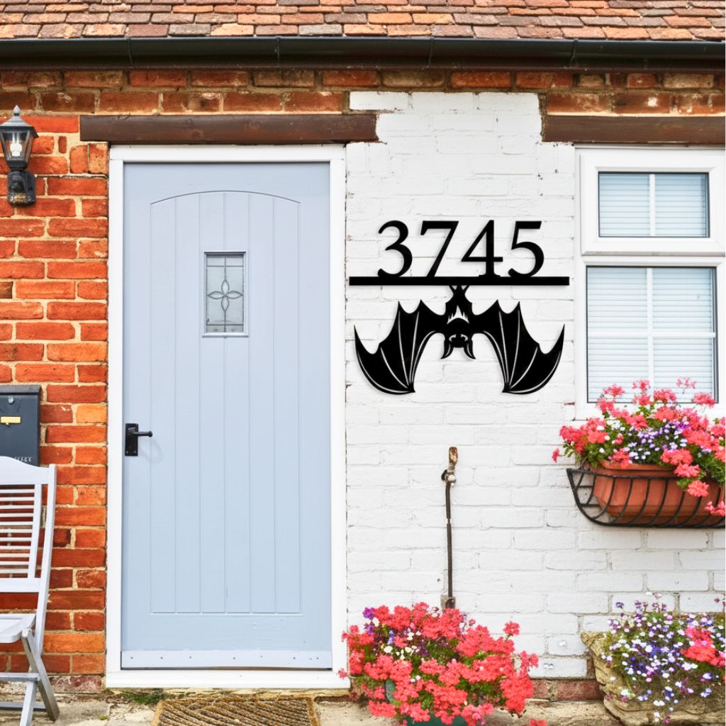 Haunting Bat Address Metal Sign - Personalized Halloween Decor - Personalize Wall Art