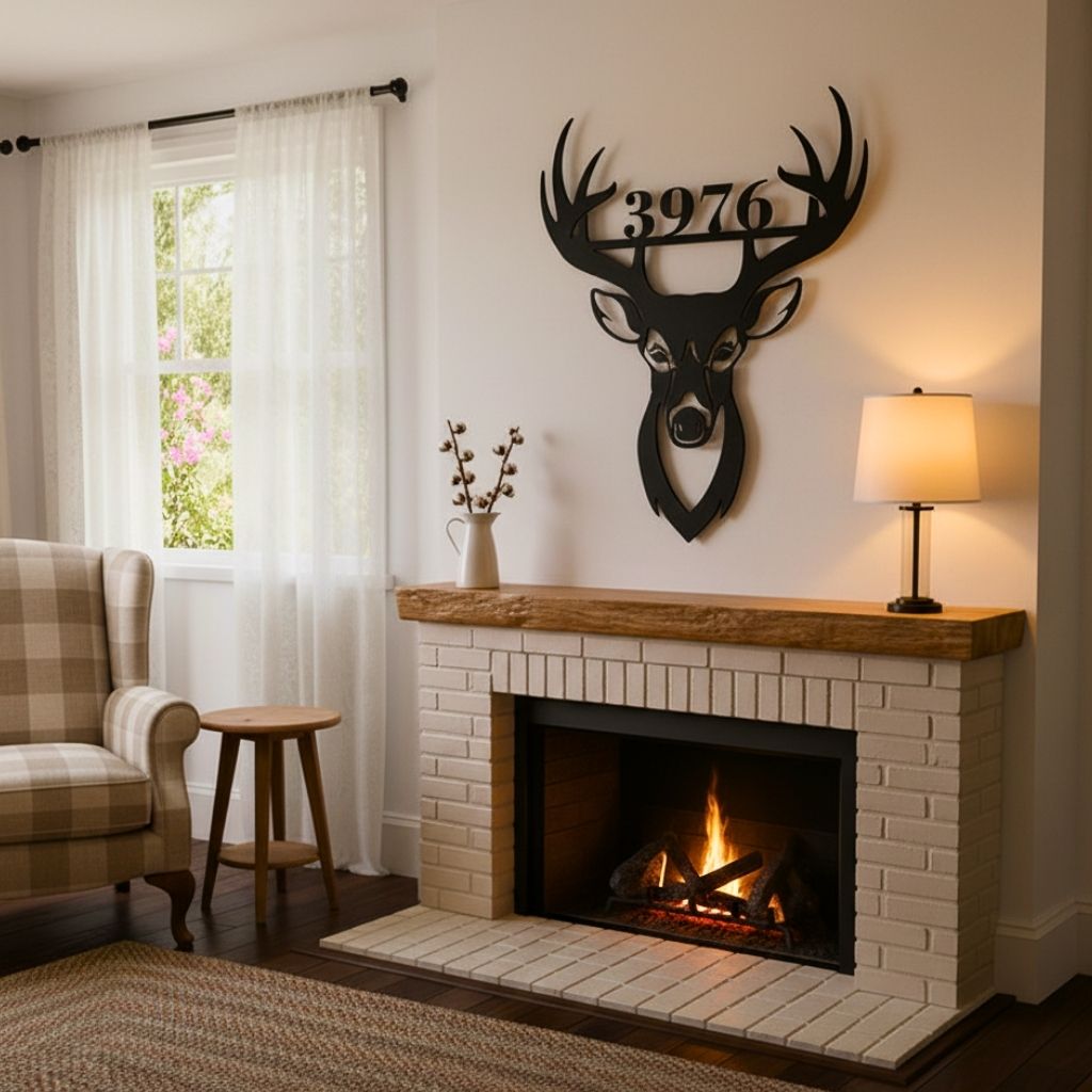 Unique Deer Head Metal Sign - Custom Home Address Art