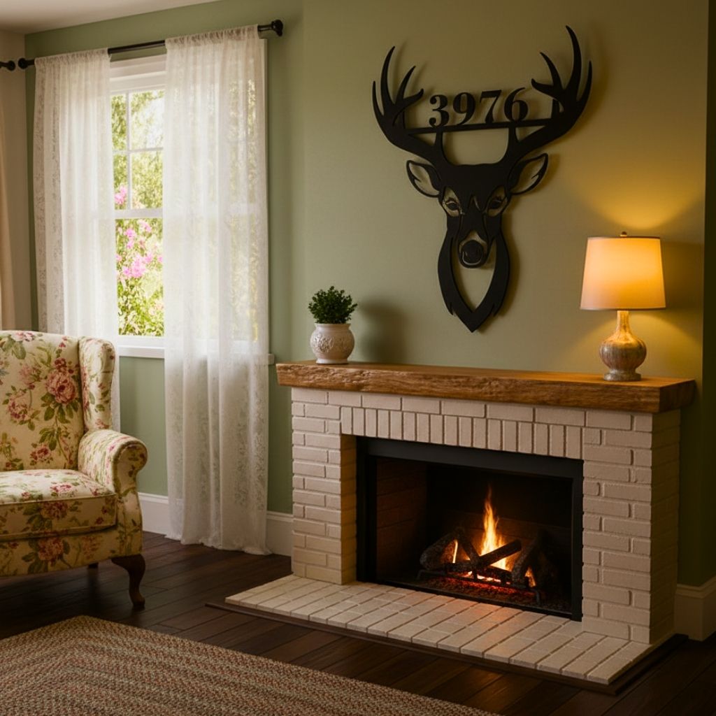 Unique Deer Head Metal Sign - Custom Home Address Art