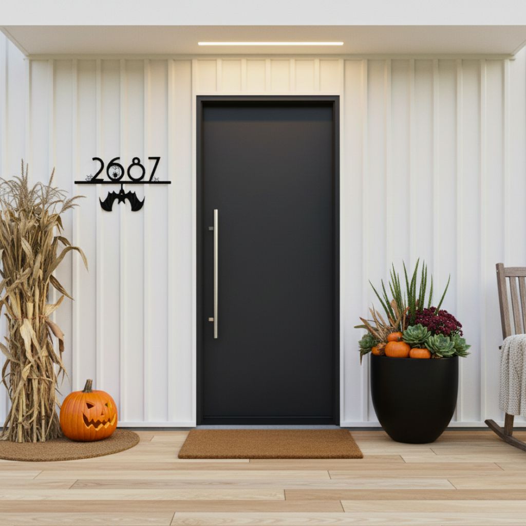 Custom Address Metal Sign - Spooky Halloween Fall Welcome
