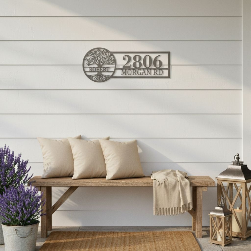 Eternal Family Roots - Personalized Tree of Life Metal Sign Address