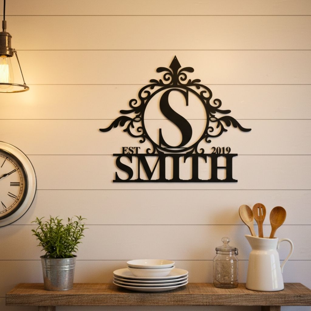 Your Family's Custom Monogram Metal Sign for a Warm Welcome - Personalize Wall Art