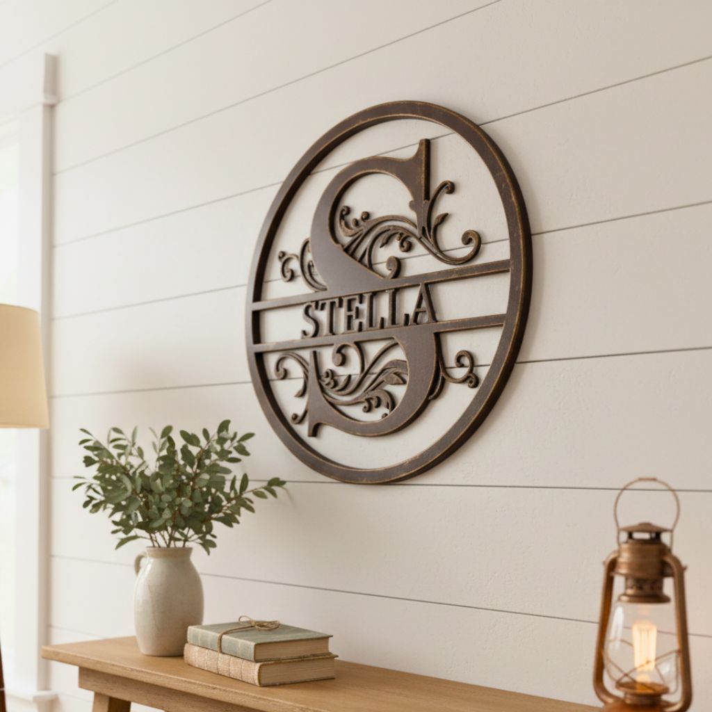 Monogram Metal Sign - Custom Family Art for Yard & Home