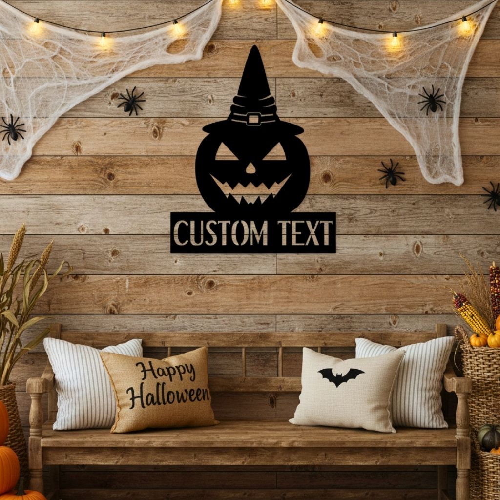 Your Spooky Season - Personalized Pumpkin Monogram Metal Sign - Personalize Wall Art