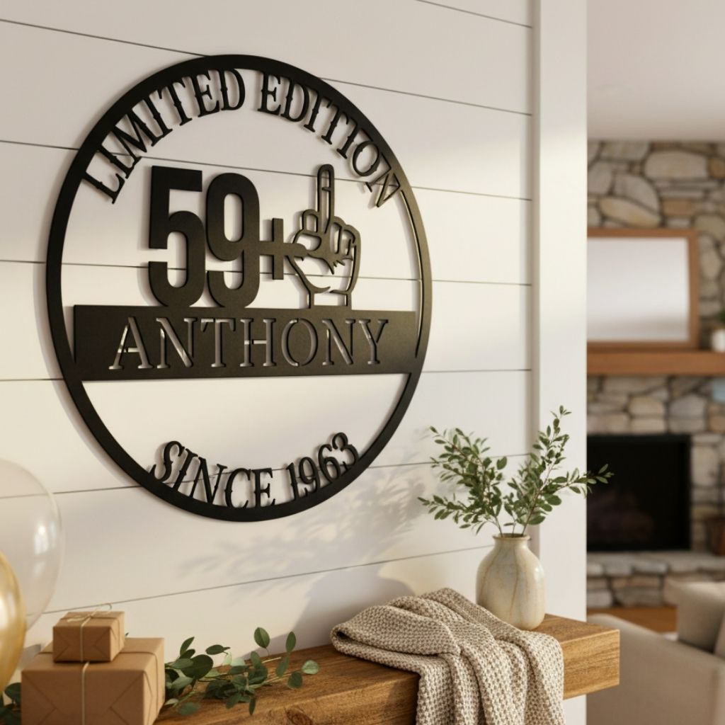 Custom Monogram Metal Sign - 60th Birthday Gift for Dad