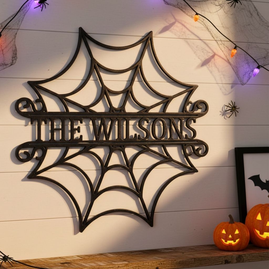 Haunted Monogram Metal Sign Custom Wall Art for Halloween