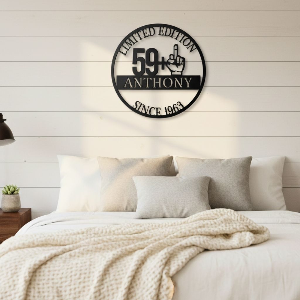 Custom Monogram Metal Sign - 60th Birthday Gift for Dad