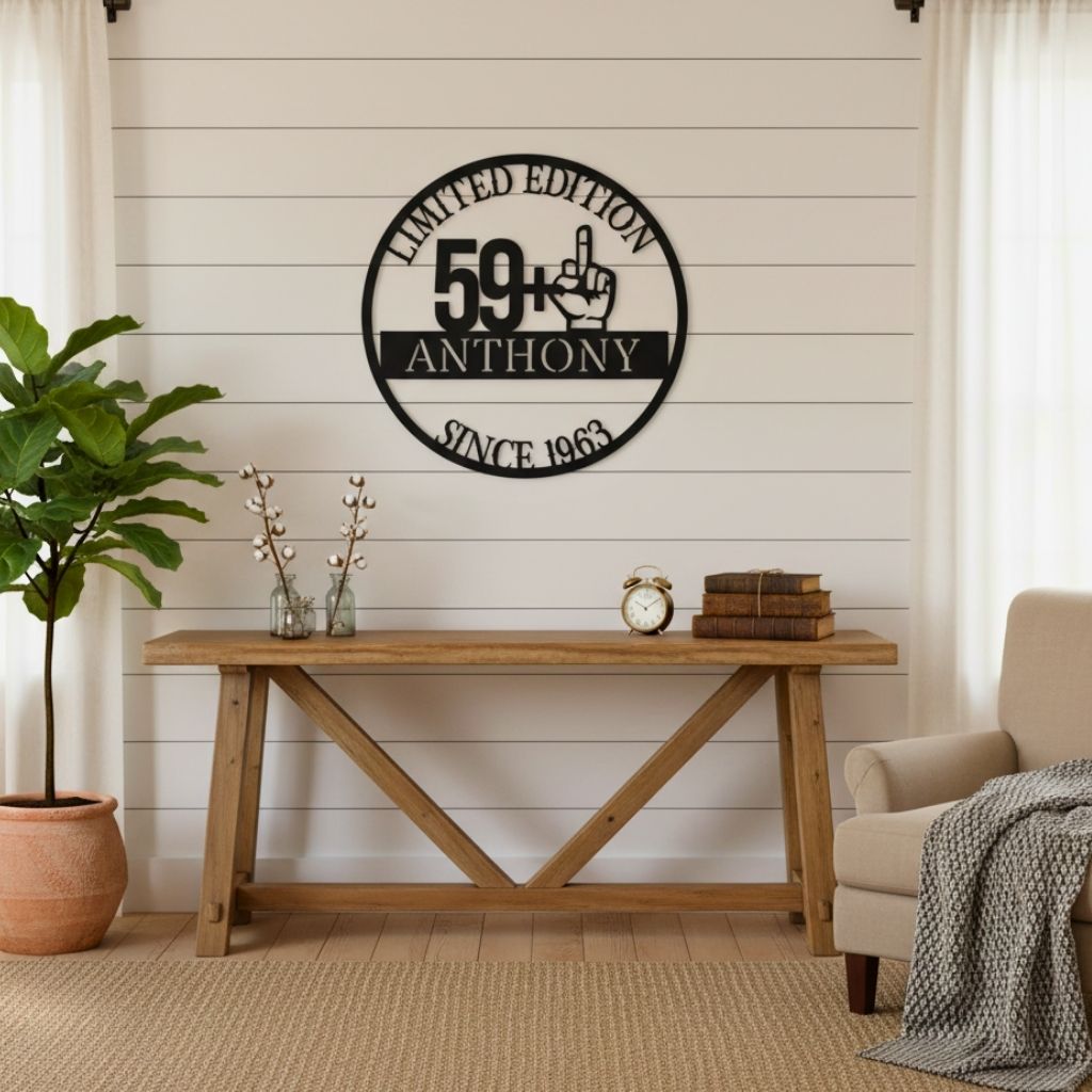 Custom Monogram Metal Sign - 60th Birthday Gift for Dad - Personalize Wall Art
