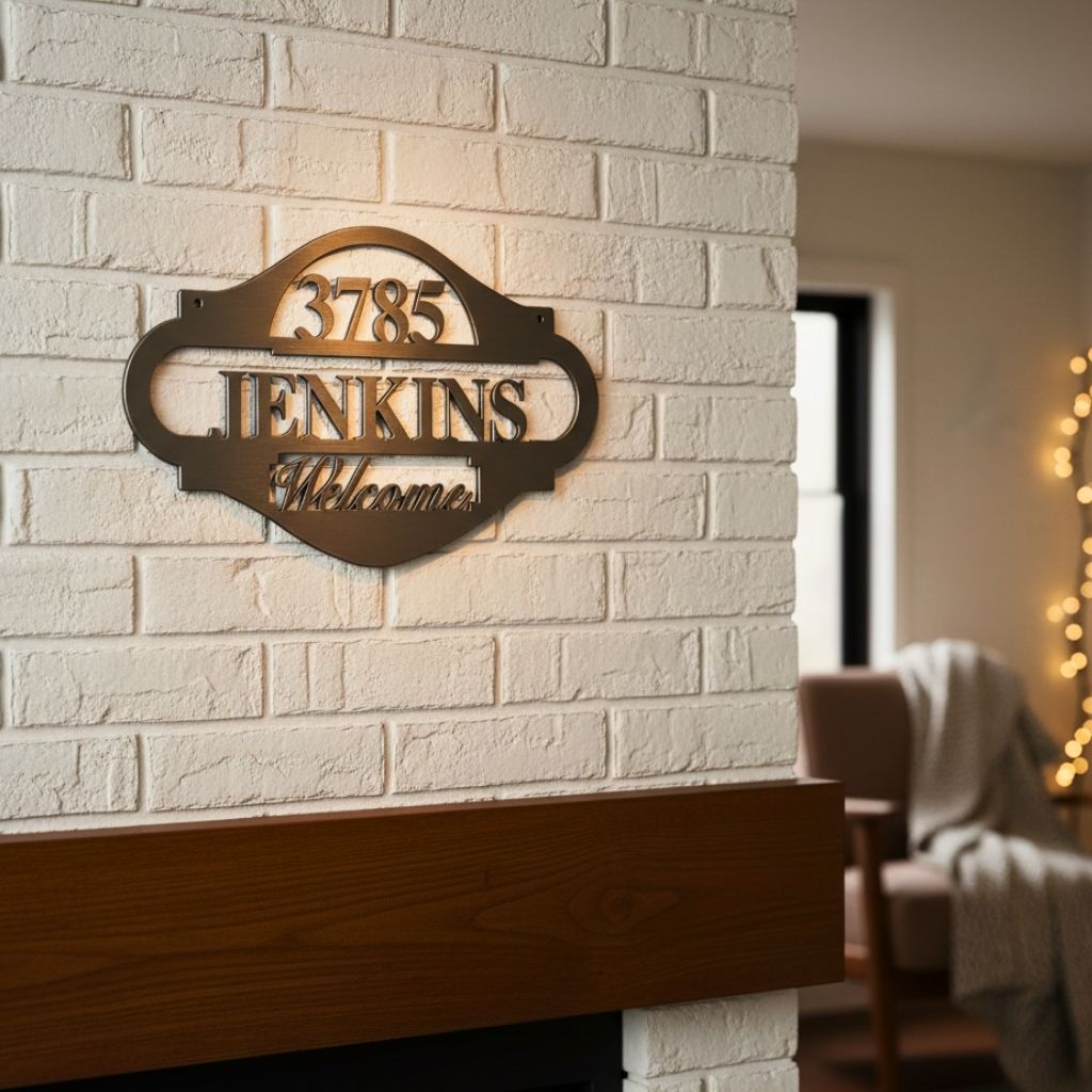 Personalized Metal Address Sign - Custom Monogram for Your Home