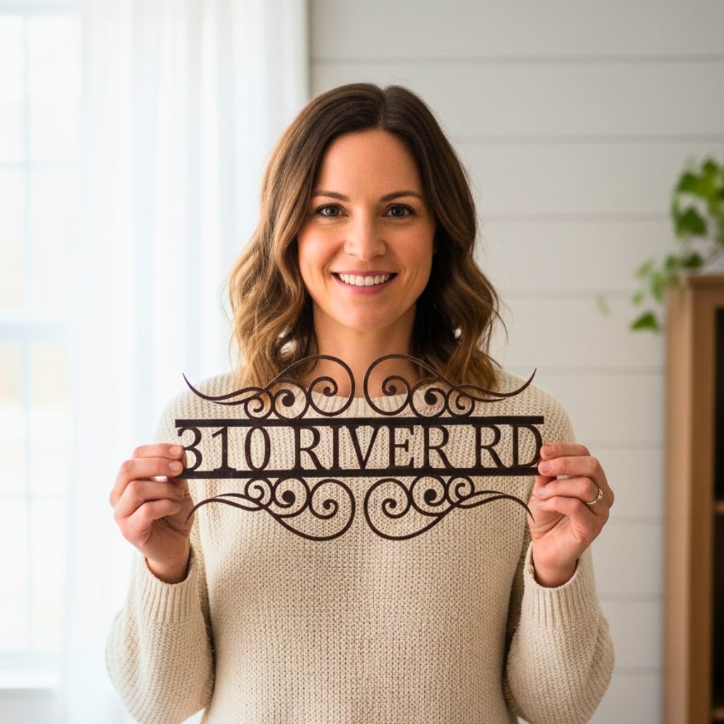 Warm Welcome Custom Metal Sign with House Numbers Address
