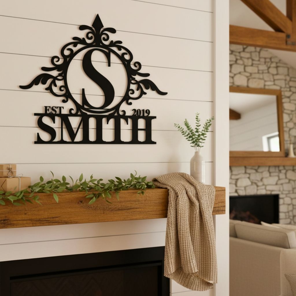 Your Family's Custom Monogram Metal Sign for a Warm Welcome