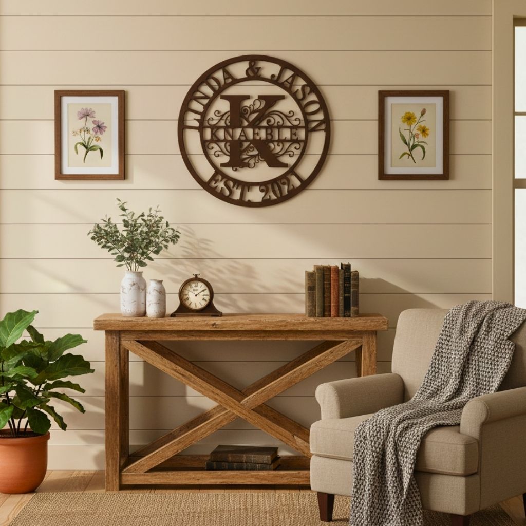 Forever Home Monogram Metal Sign with Family Name