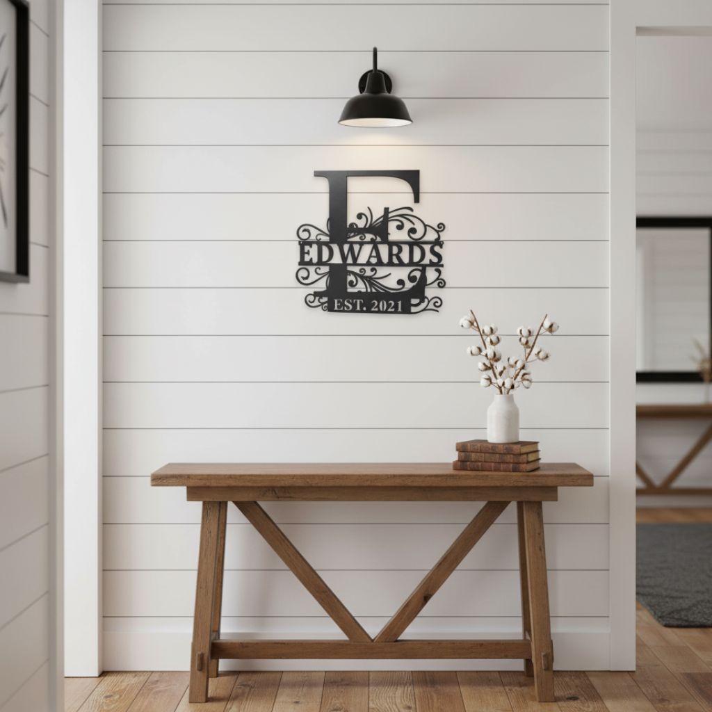 Elegant Split Monogram Metal Sign for Your Home