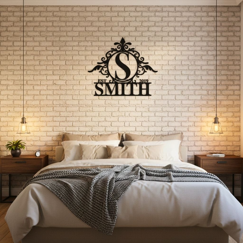 Your Family's Custom Monogram Metal Sign for a Warm Welcome