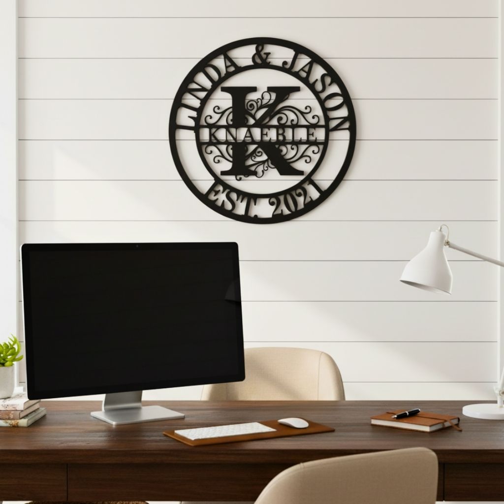 Forever Home Monogram Metal Sign with Family Name