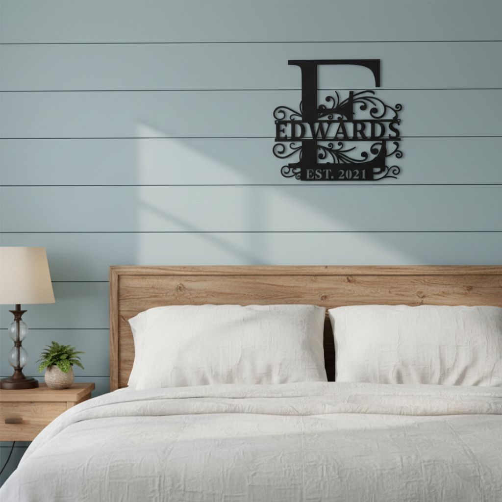 Elegant Split Monogram Metal Sign for Your Home
