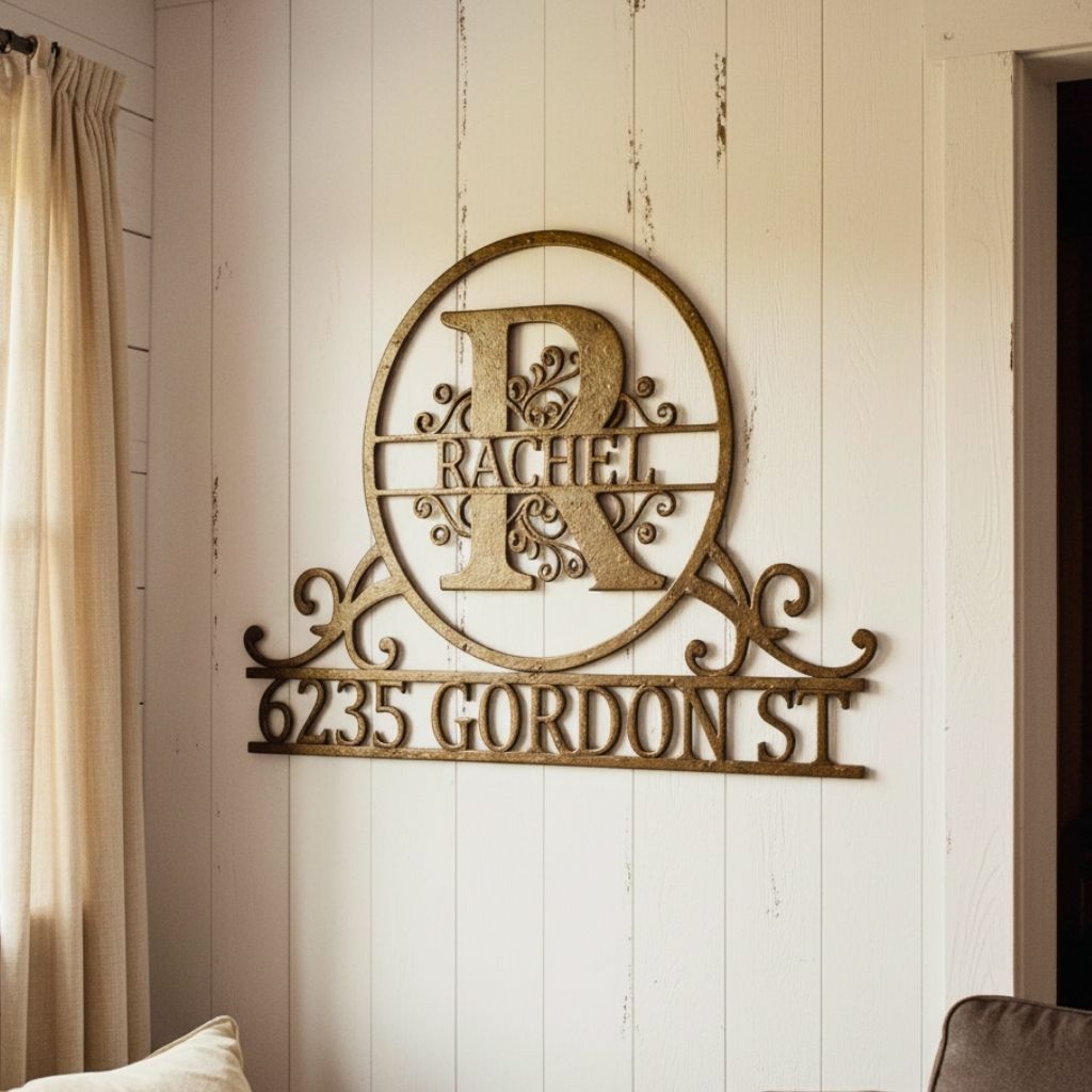 Your Address, Your Legacy - Custom Monogram Metal Sign - Personalize Wall Art