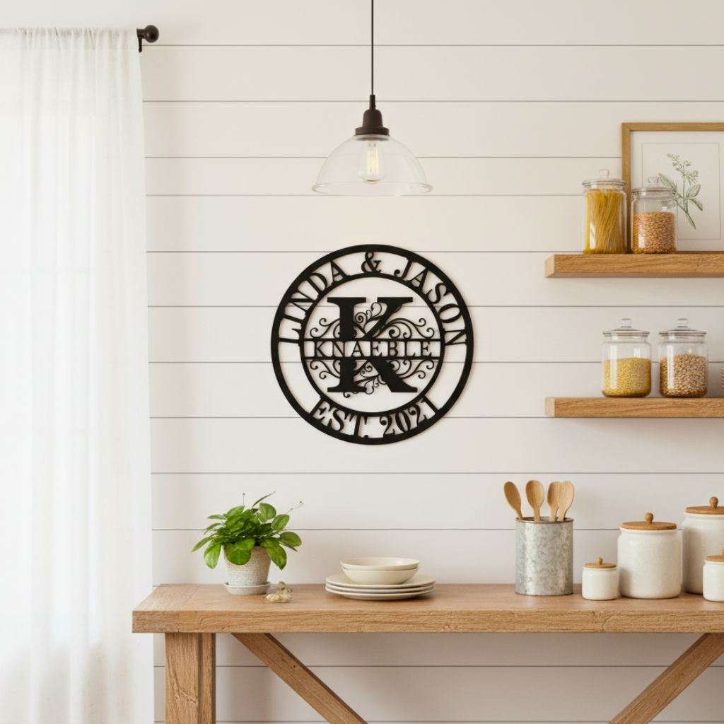 Forever Home Monogram Metal Sign with Family Name