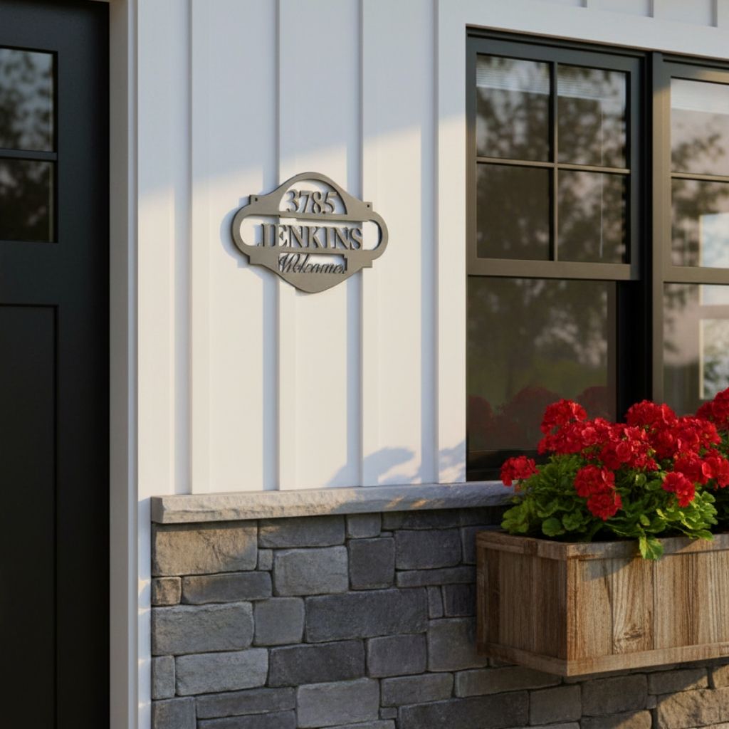 Personalized Metal Address Sign - Custom Monogram for Your Home