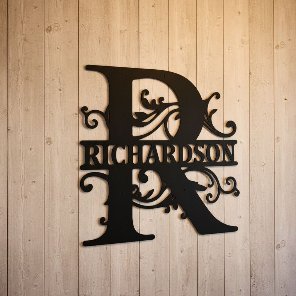 Heirloom Monogram Metal Sign - Personalized Family Wall Art Gift