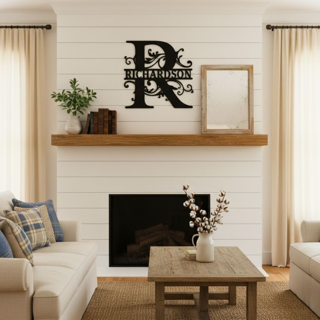 Heirloom Monogram Metal Sign - Personalized Family Wall Art Gift