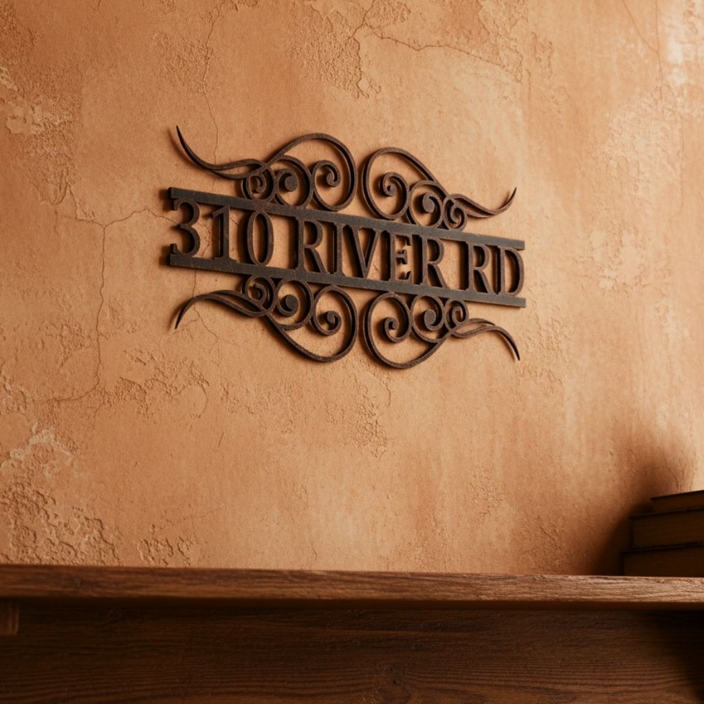 Warm Welcome Custom Metal Sign with House Numbers Address