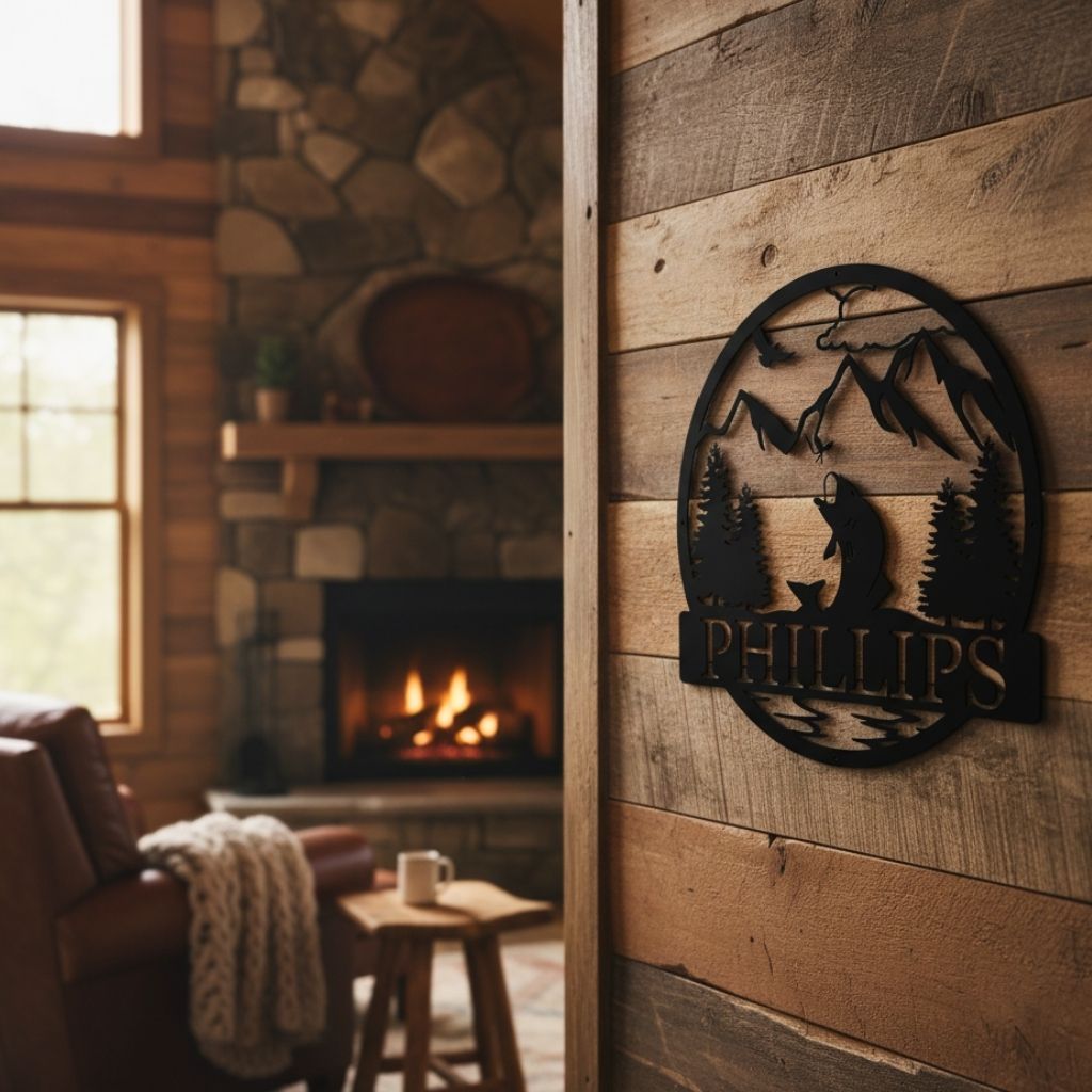 Dad's Best Catch Bass Fishing Metal Sign - Custom Monogram Art