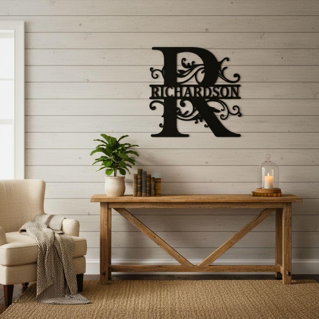Heirloom Monogram Metal Sign - Personalized Family Wall Art Gift - Personalize Wall Art