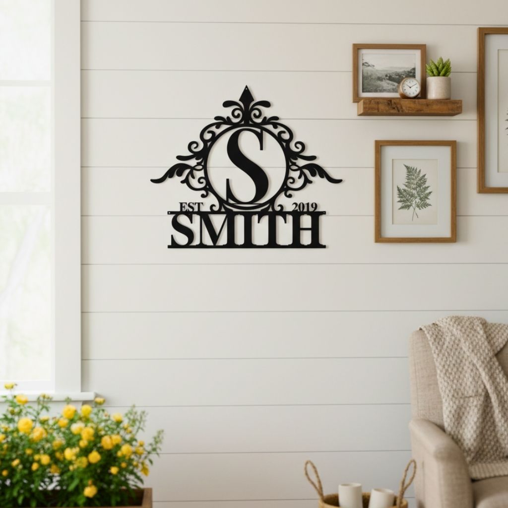 Your Family's Custom Monogram Metal Sign for a Warm Welcome
