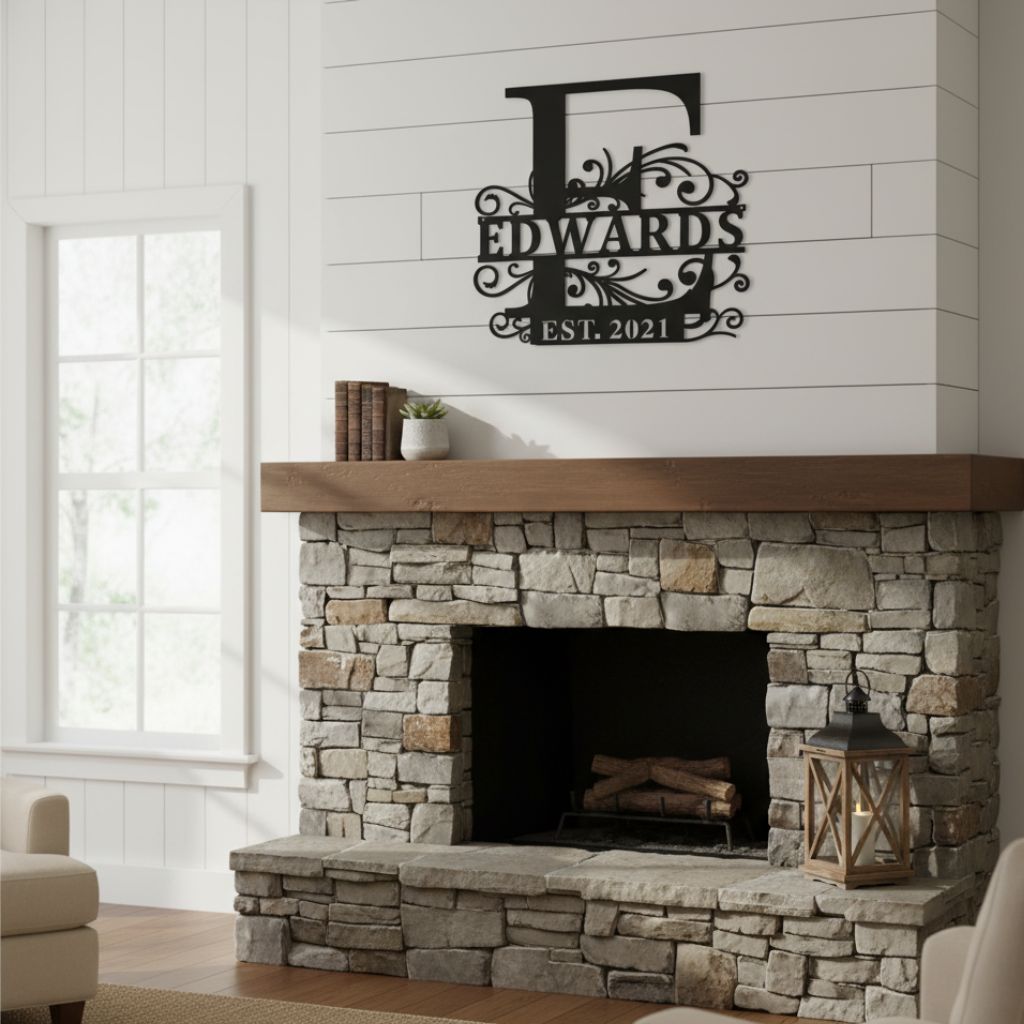 Elegant Split Monogram Metal Sign for Your Home
